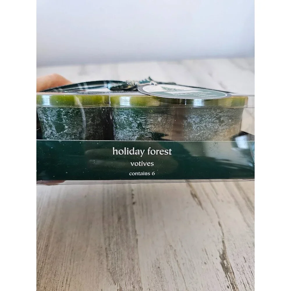 Pier 1 Holiday Forest votives tea light‎ candle set six Xmas new